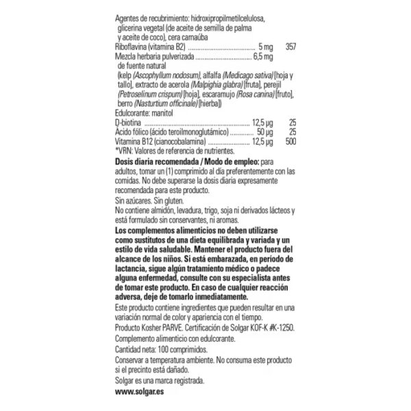 SOLGAR B COMPLEX C/VIT C 100 COMP