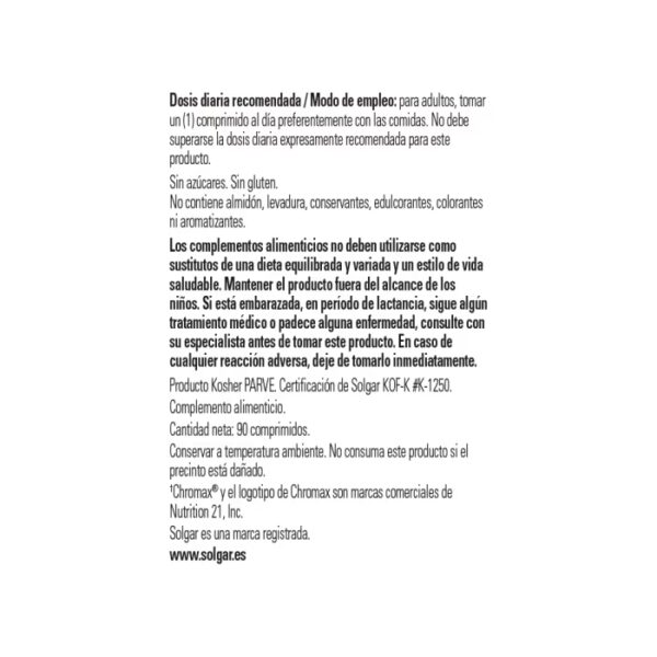 SOLGAR PICOLINATO CROMO 100 MG 90 COMP